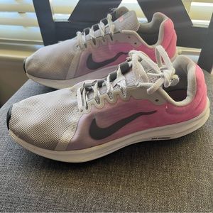 Nike Womens Downshifter 8 908994-008 White Lace Up Running Shoes Size 9